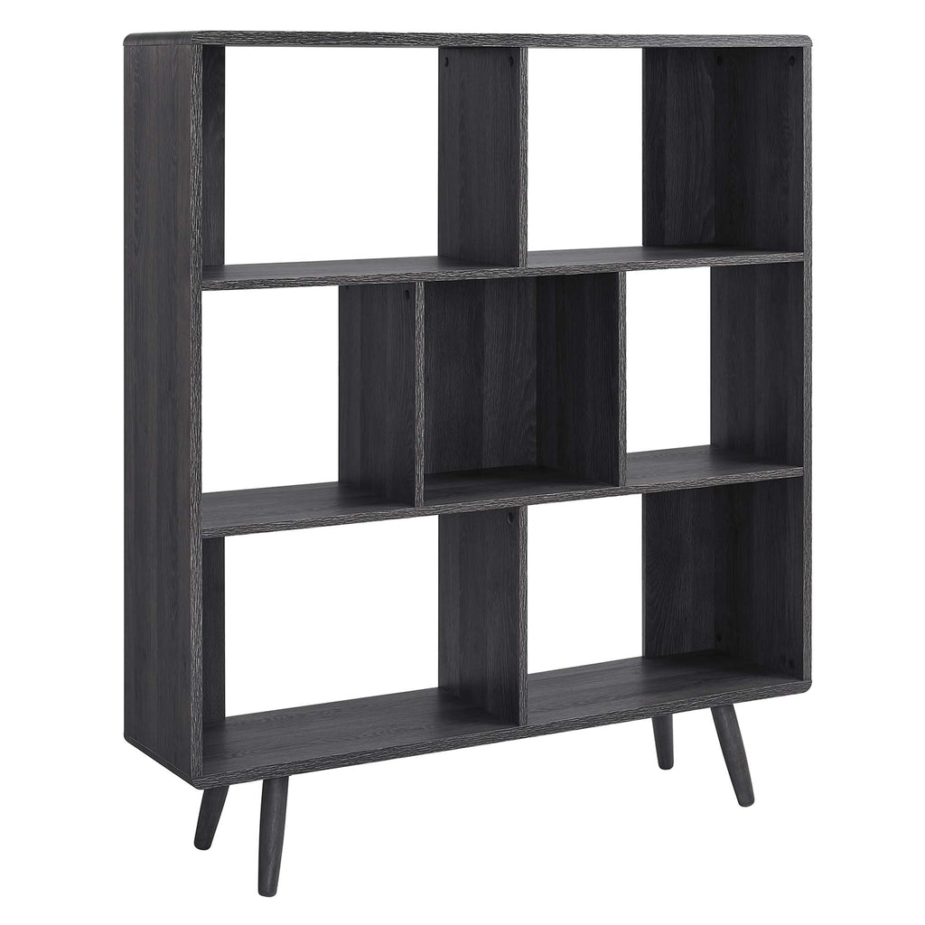 Transmit 7 Shelf Wood Grain Bookcase - Charcoal