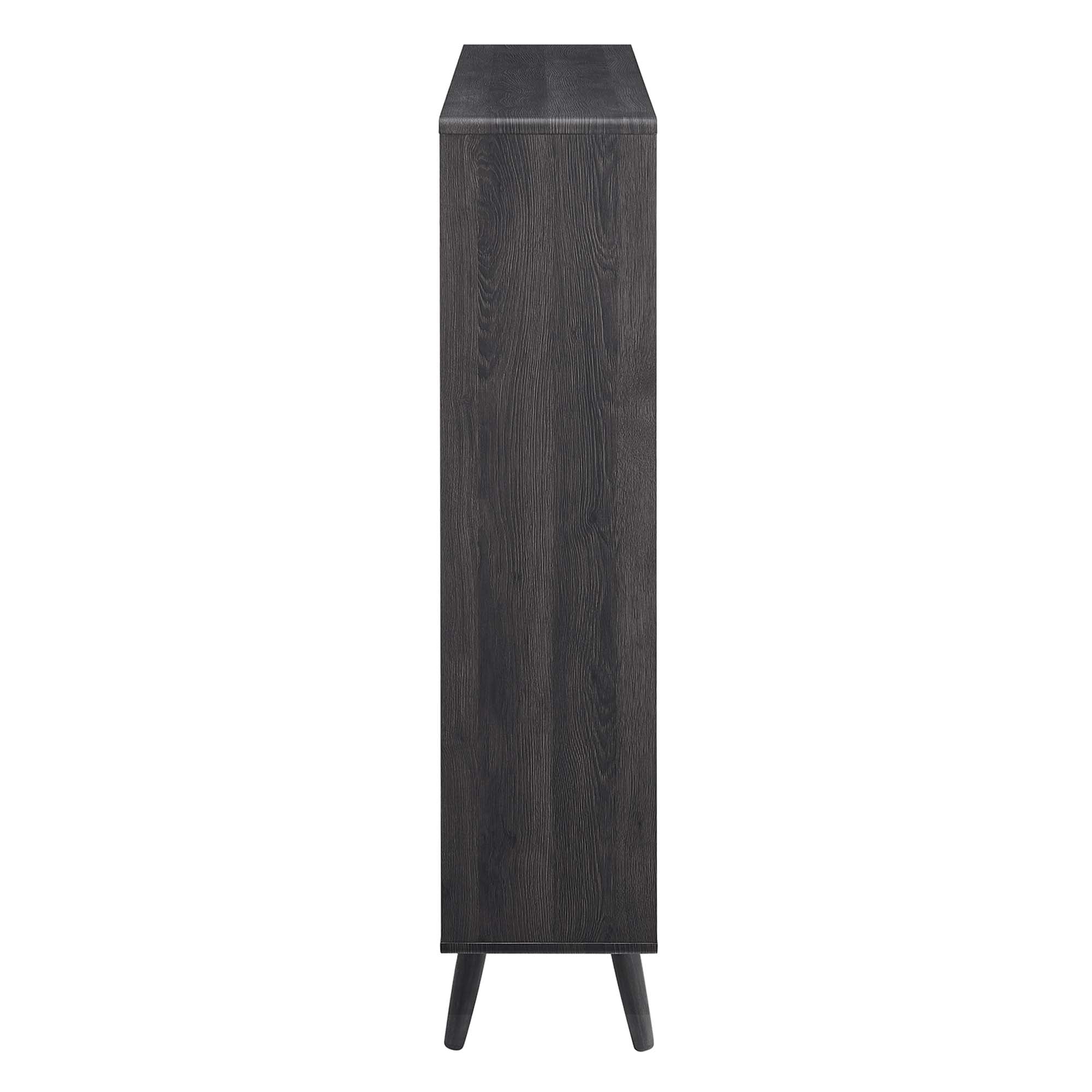 Transmit 7 Shelf Wood Grain Bookcase - Charcoal