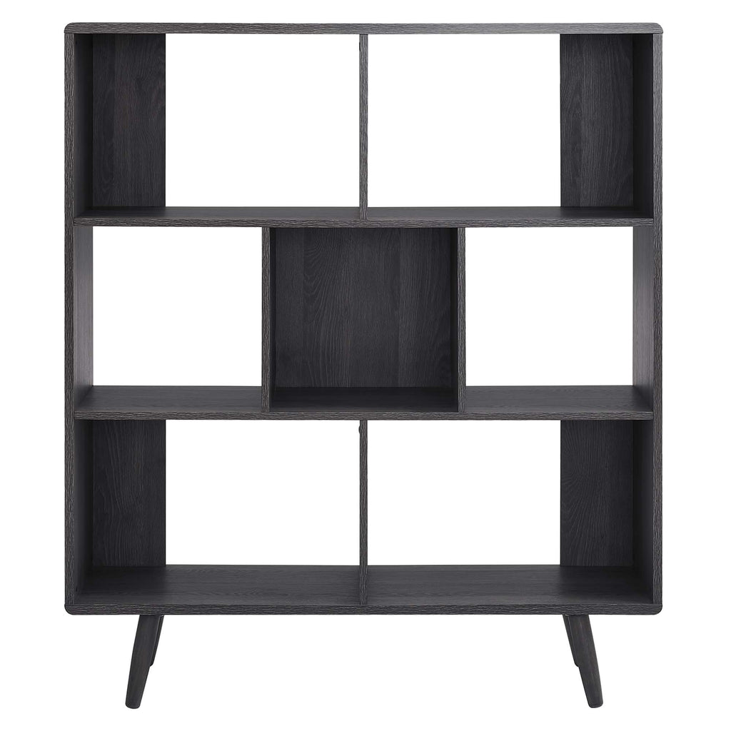Transmit 7 Shelf Wood Grain Bookcase - Charcoal