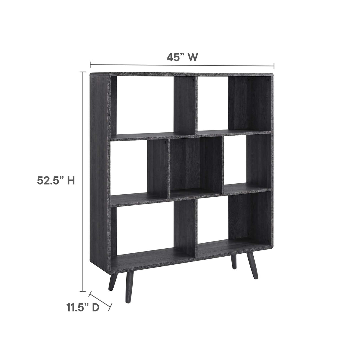 Transmit 7 Shelf Wood Grain Bookcase - Charcoal