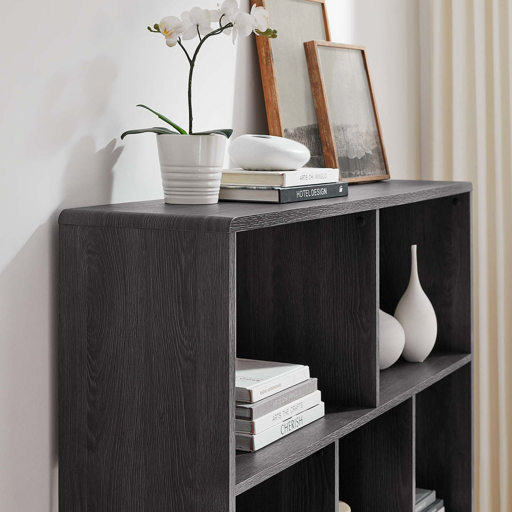 Transmit 7 Shelf Wood Grain Bookcase - Charcoal
