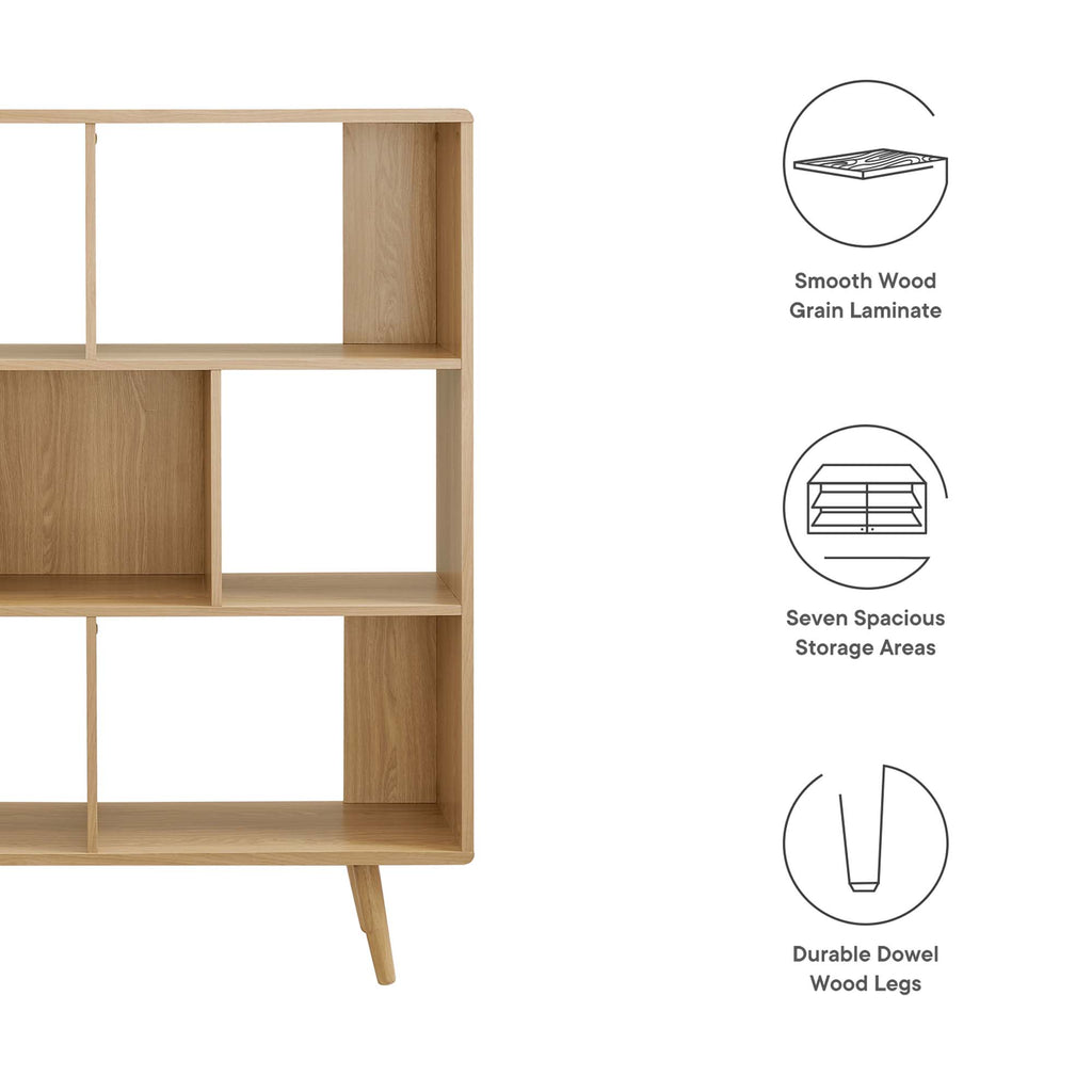 Transmit 7 Shelf Wood Grain Bookcase - Oak