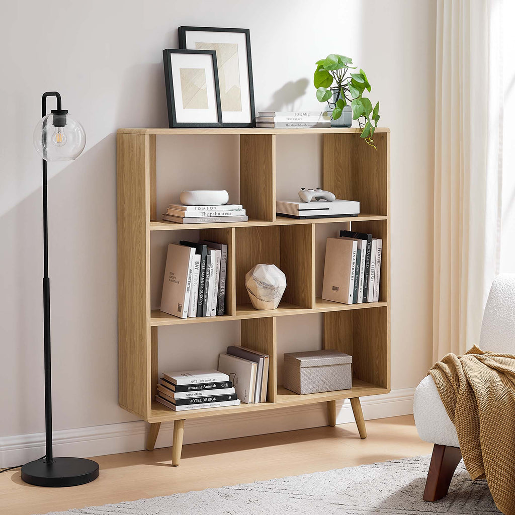 Transmit 7 Shelf Wood Grain Bookcase - Oak