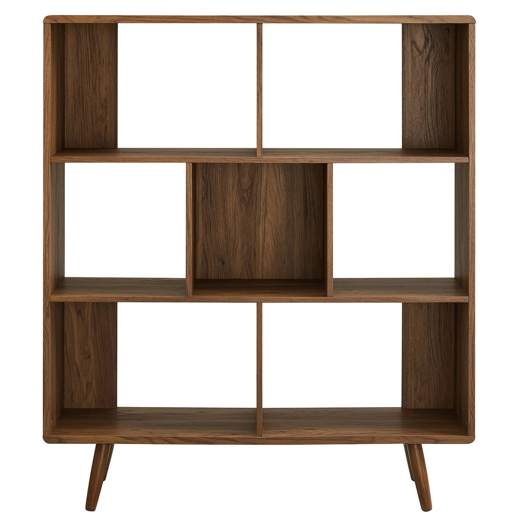 Transmit 7 Shelf Wood Grain Bookcase - Walnut