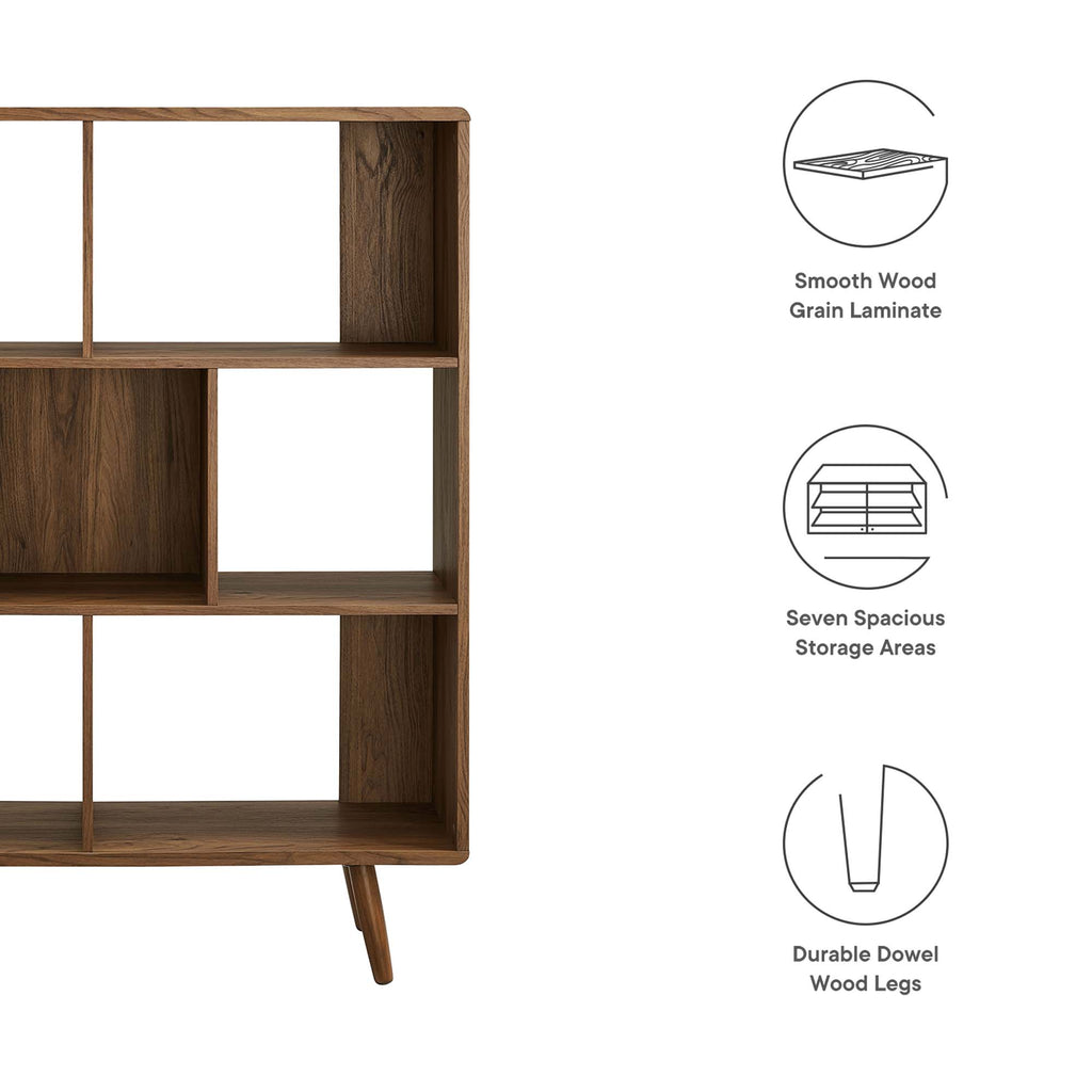 Transmit 7 Shelf Wood Grain Bookcase - Walnut