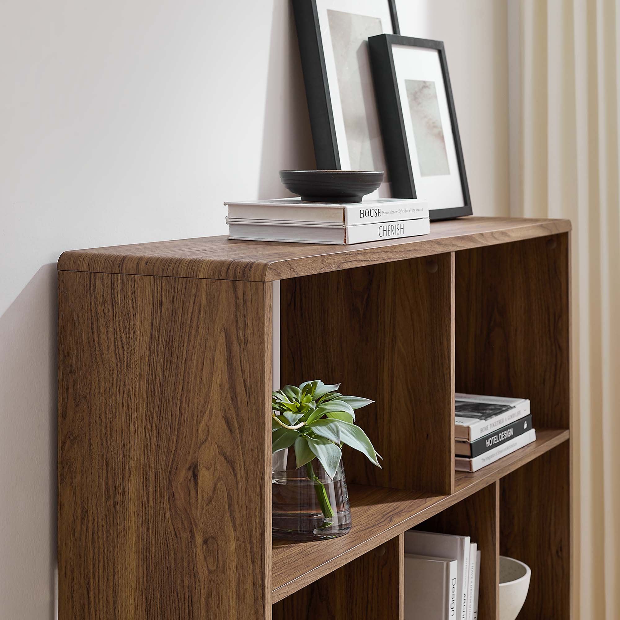 Transmit 7 Shelf Wood Grain Bookcase - Walnut