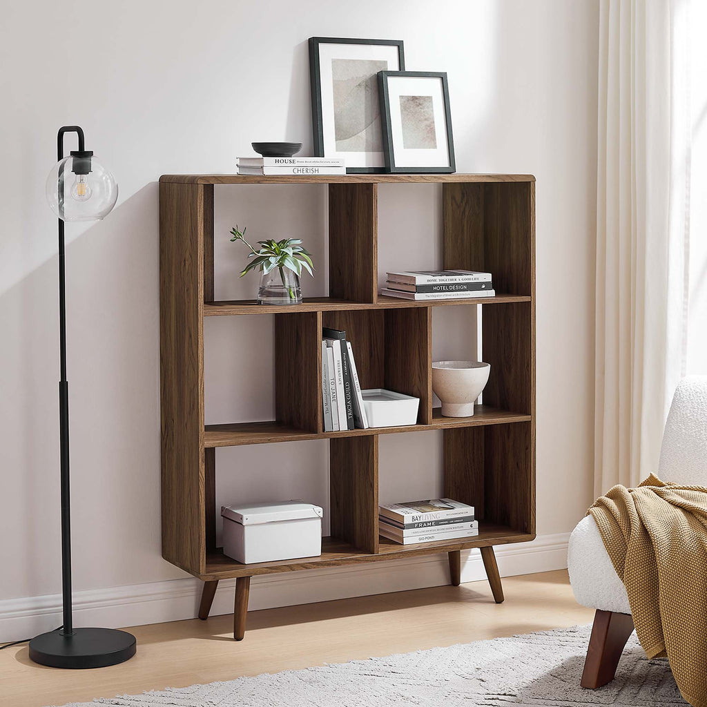 Transmit 7 Shelf Wood Grain Bookcase - Walnut