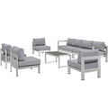 Shore 7 Piece Outdoor Patio Sectional Sofa Set - Silver Gray