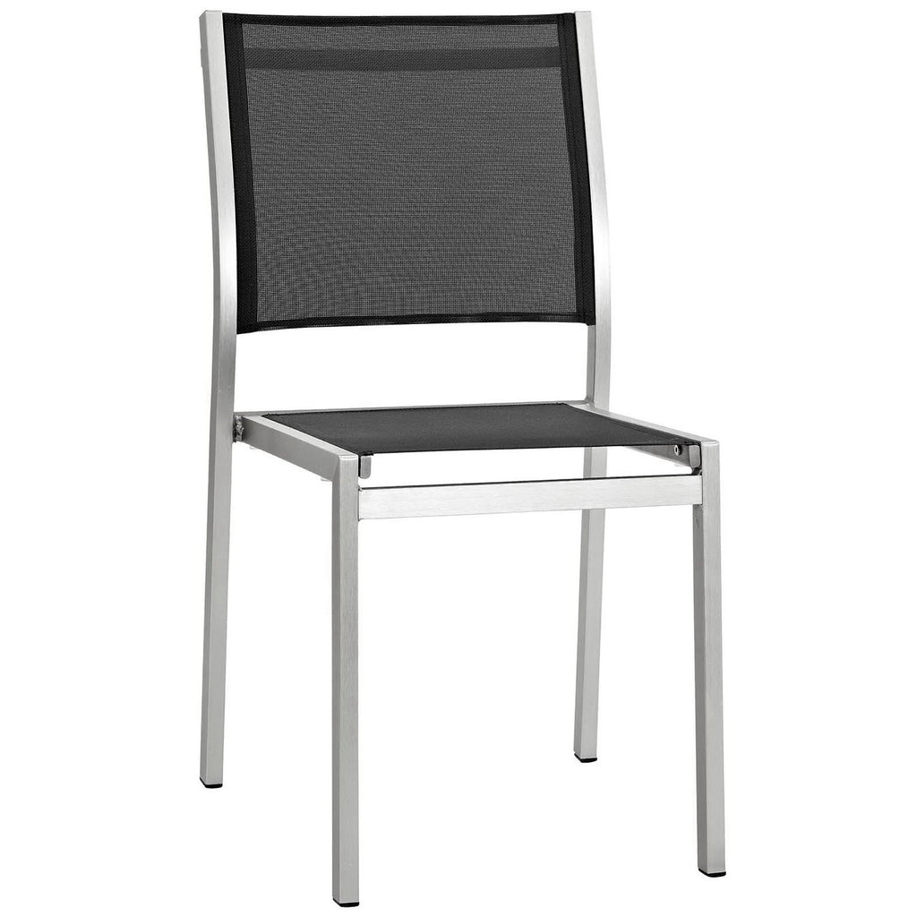 Shore 9 Piece Outdoor Patio Aluminum Dining Set - Silver Black