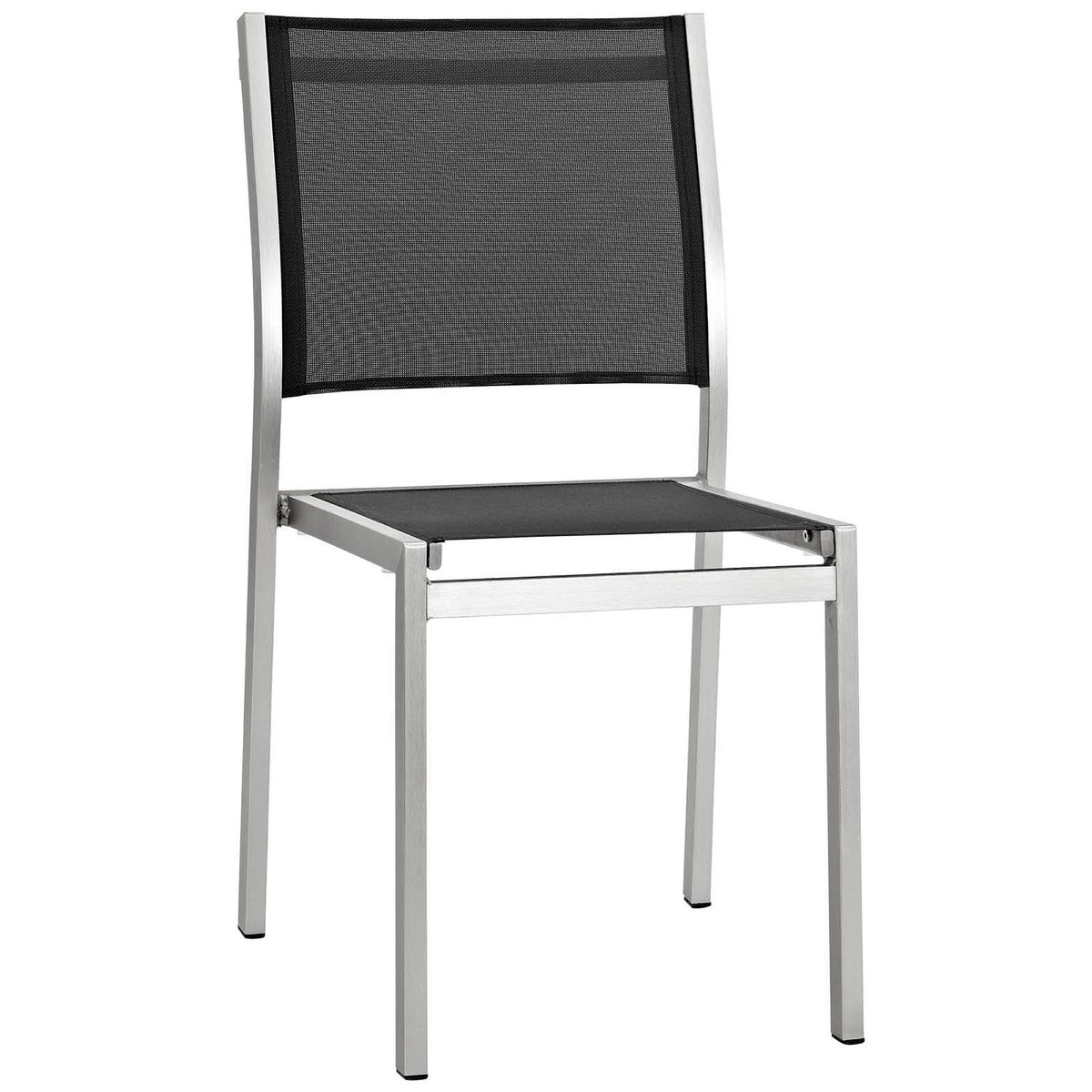 Shore 9 Piece Outdoor Patio Aluminum Dining Set - Silver Black