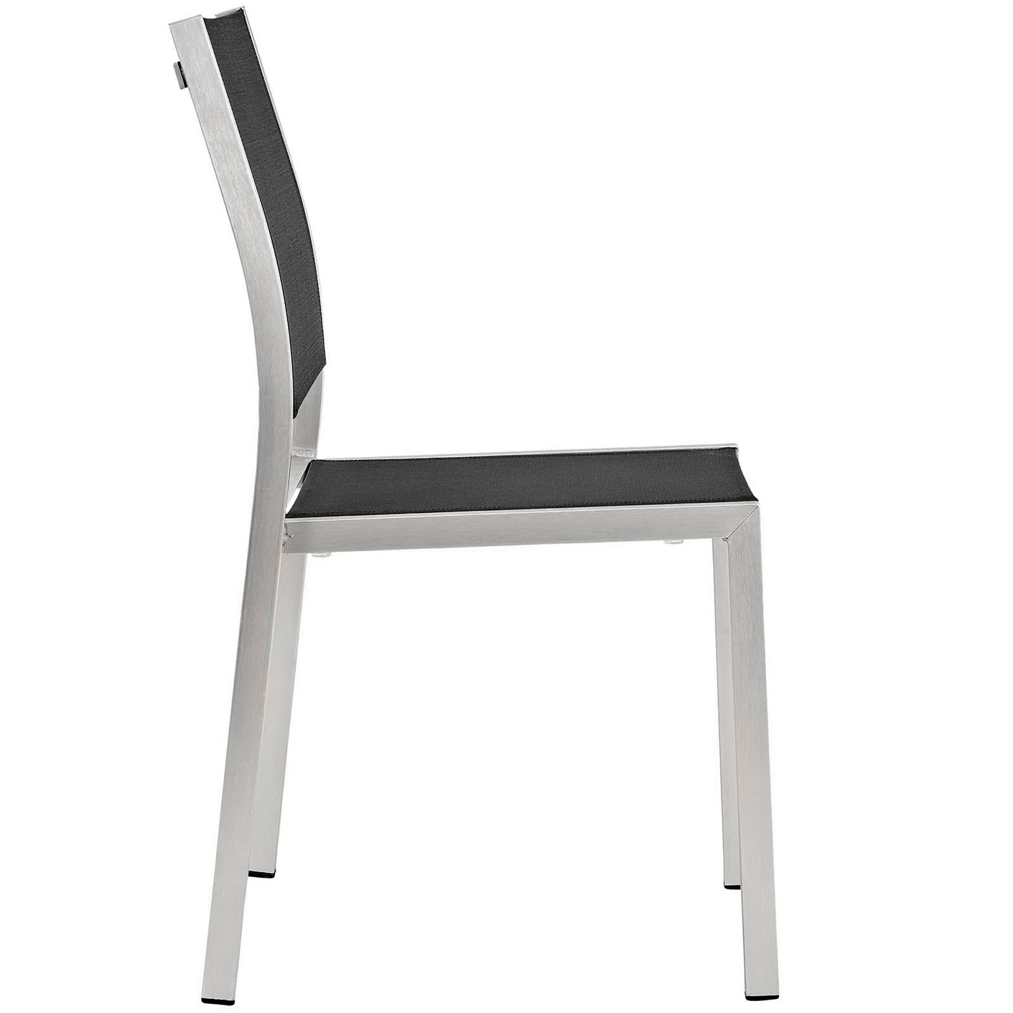 Shore 9 Piece Outdoor Patio Aluminum Dining Set - Silver Black
