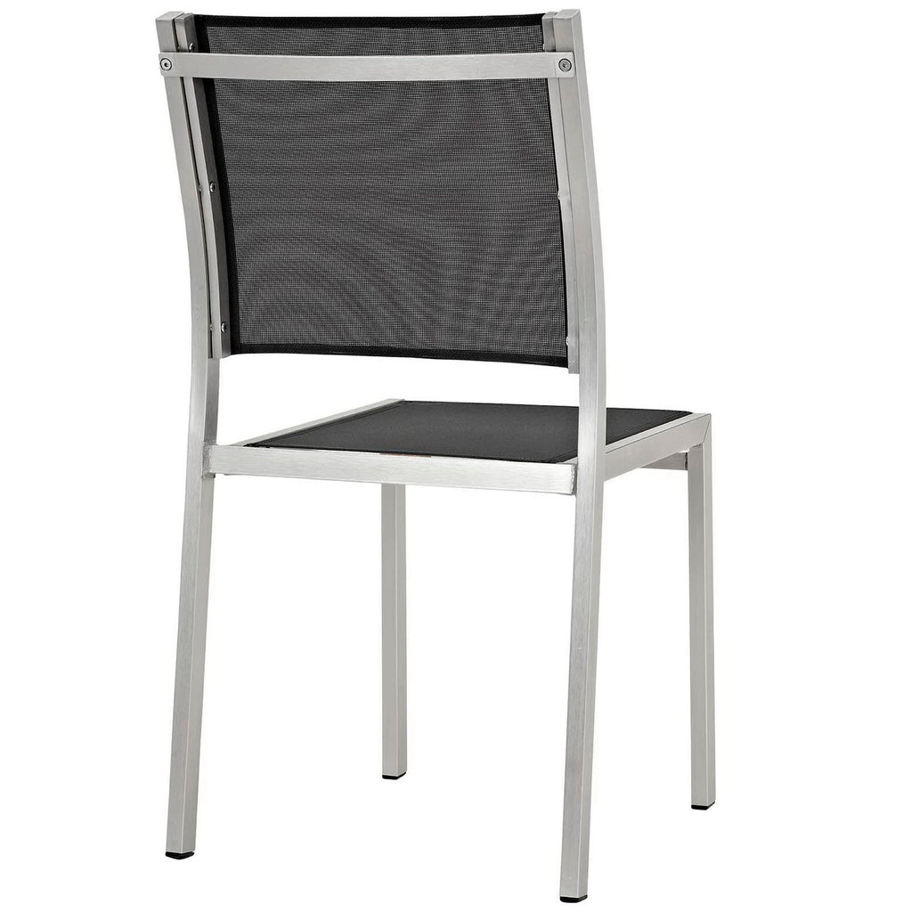 Shore 9 Piece Outdoor Patio Aluminum Dining Set - Silver Black