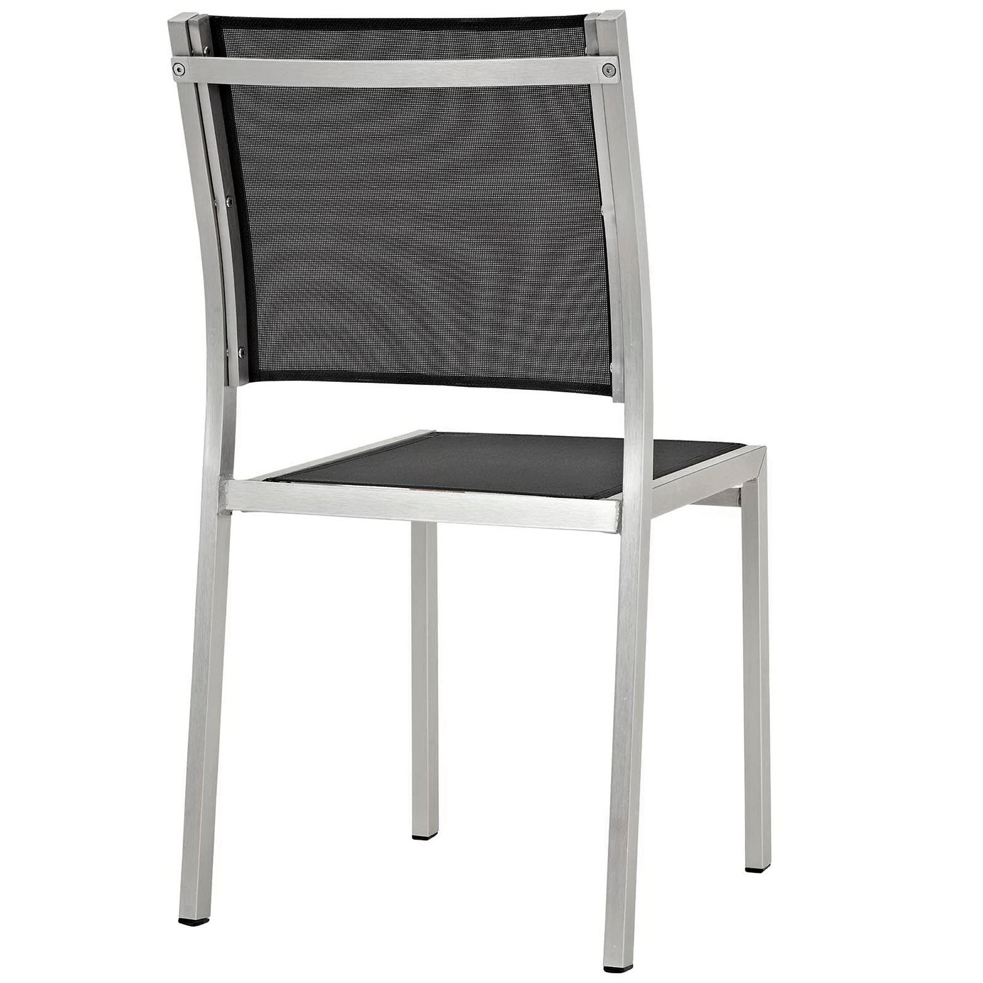 Shore 9 Piece Outdoor Patio Aluminum Dining Set - Silver Black