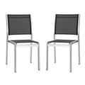 Shore Outdoor Patio Aluminum Side Chair Set of 2 - Silver Black