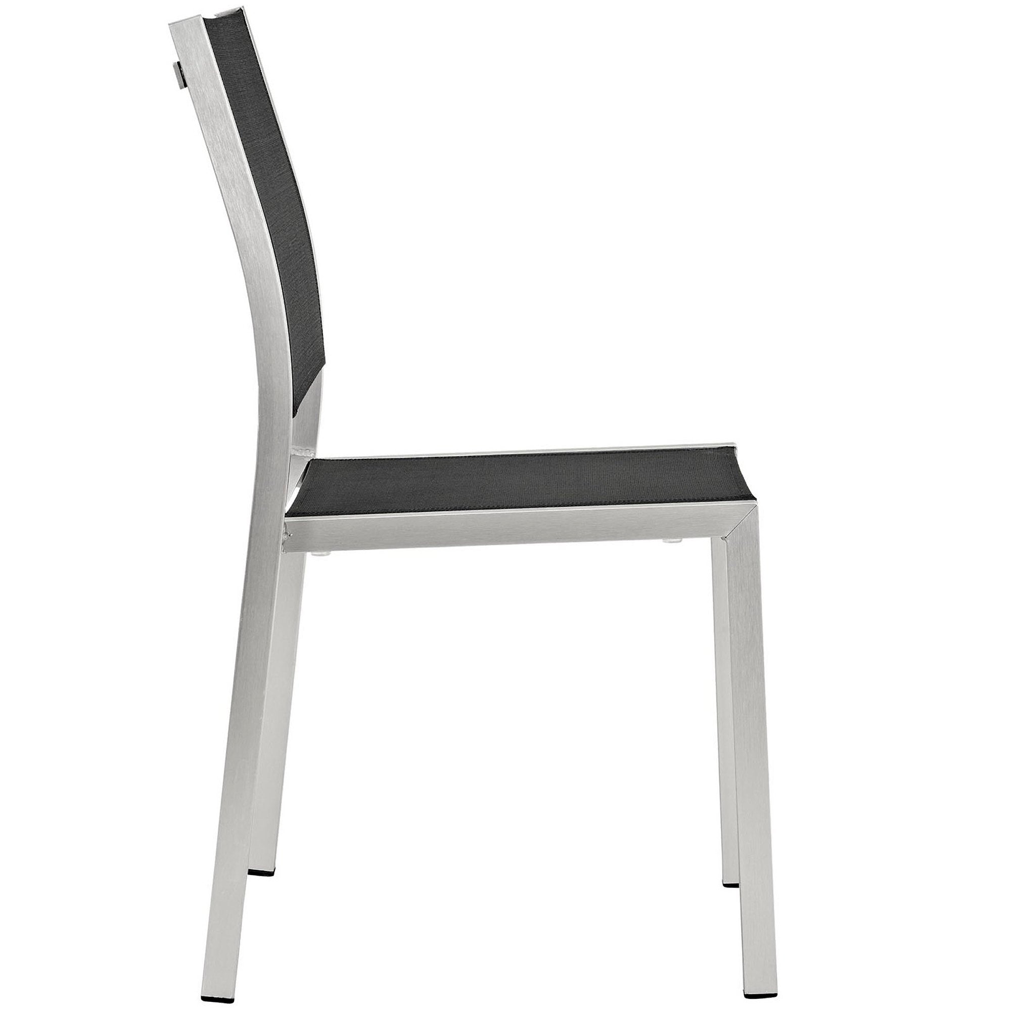 Shore Outdoor Patio Aluminum Side Chair Set of 2 - Silver Black