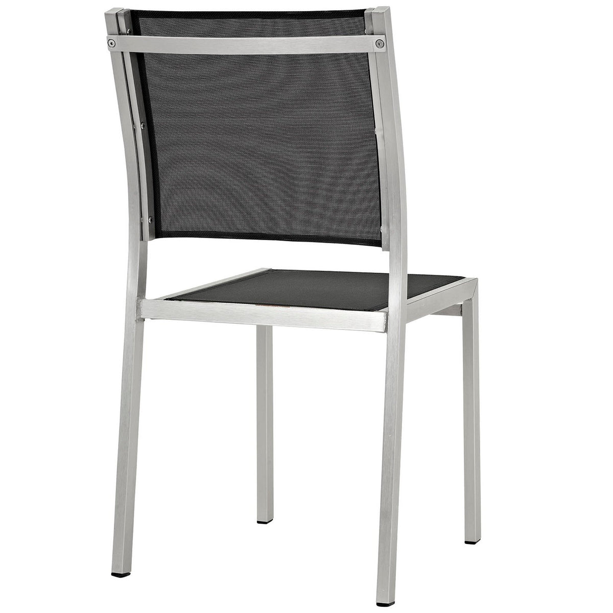 Shore Outdoor Patio Aluminum Side Chair Set of 2 - Silver Black