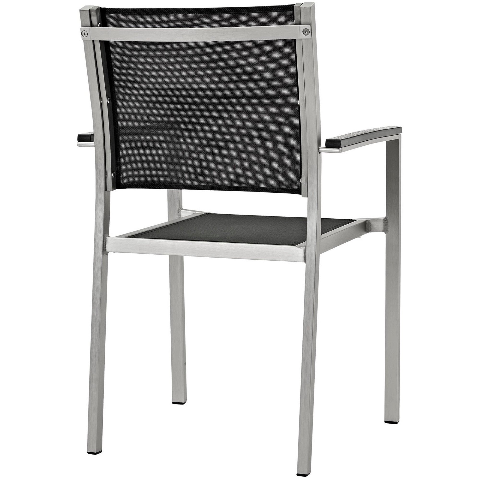 Shore Outdoor Patio Aluminum Dining Chair Set of 2 - Silver Black