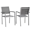 Shore Outdoor Patio Aluminum Dining Chair Set of 2 - Silver Gray