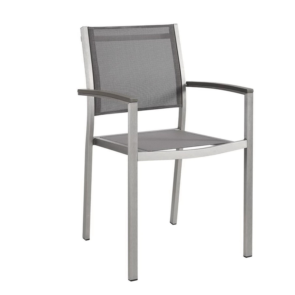 Shore Outdoor Patio Aluminum Dining Chair Set of 2 - Silver Gray