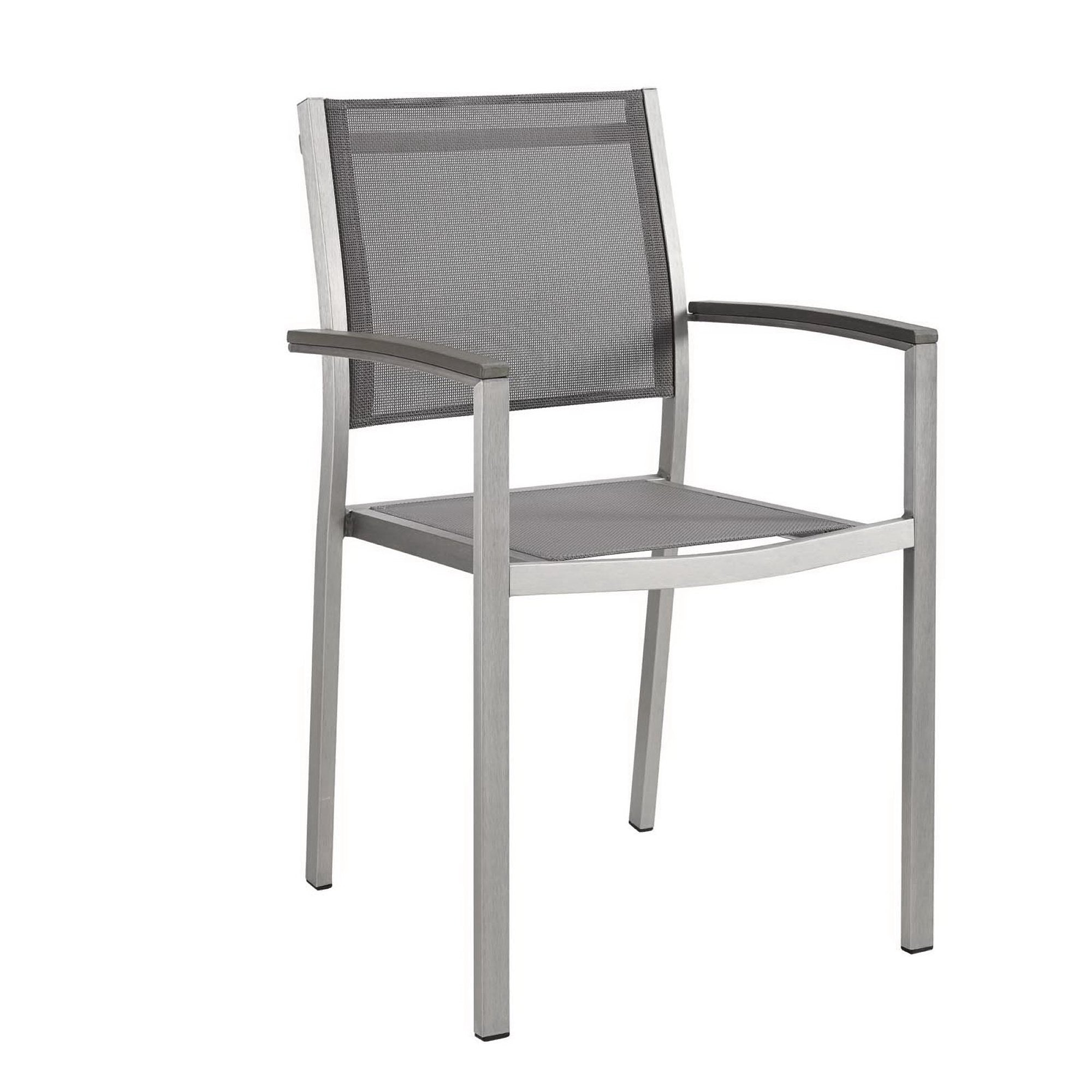 Shore Outdoor Patio Aluminum Dining Chair Set of 2 - Silver Gray