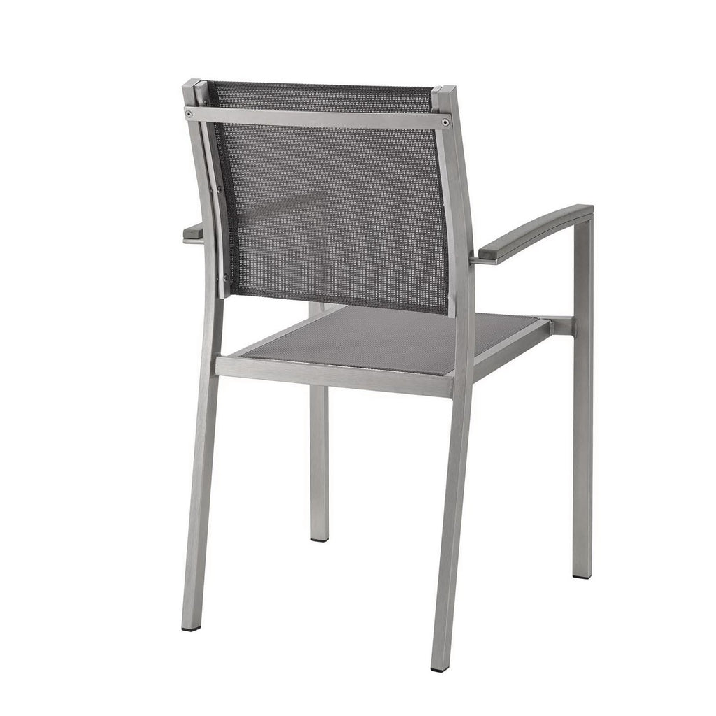 Shore Outdoor Patio Aluminum Dining Chair Set of 2 - Silver Gray