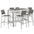 Shore 7 Piece Outdoor Patio Aluminum Dining Set - Silver Gray