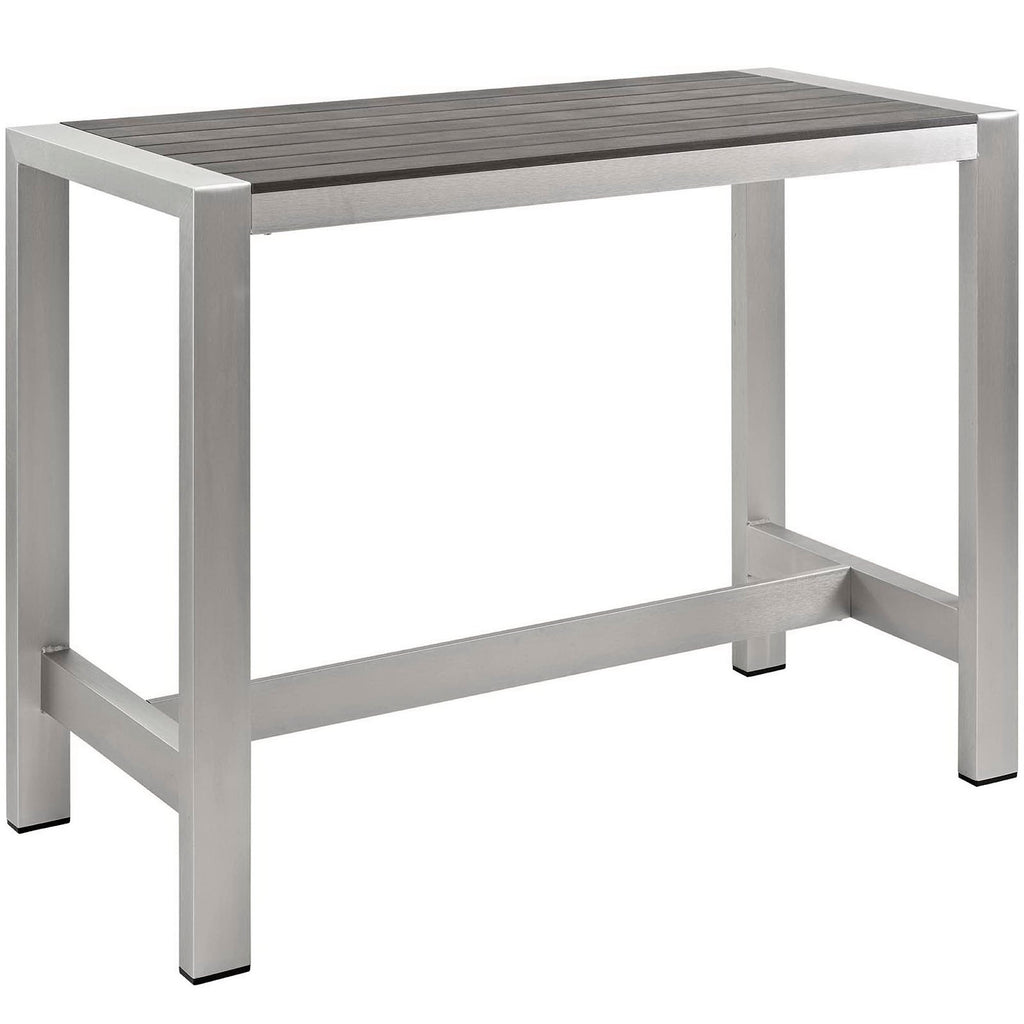 Shore 7 Piece Outdoor Patio Aluminum Dining Set - Silver Gray