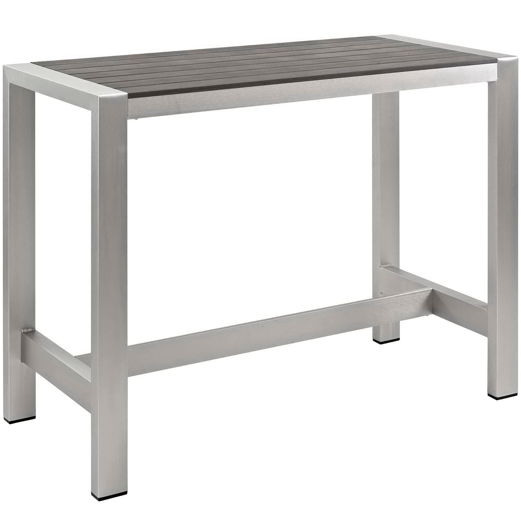 Shore 7 Piece Outdoor Patio Aluminum Dining Set - Silver Gray