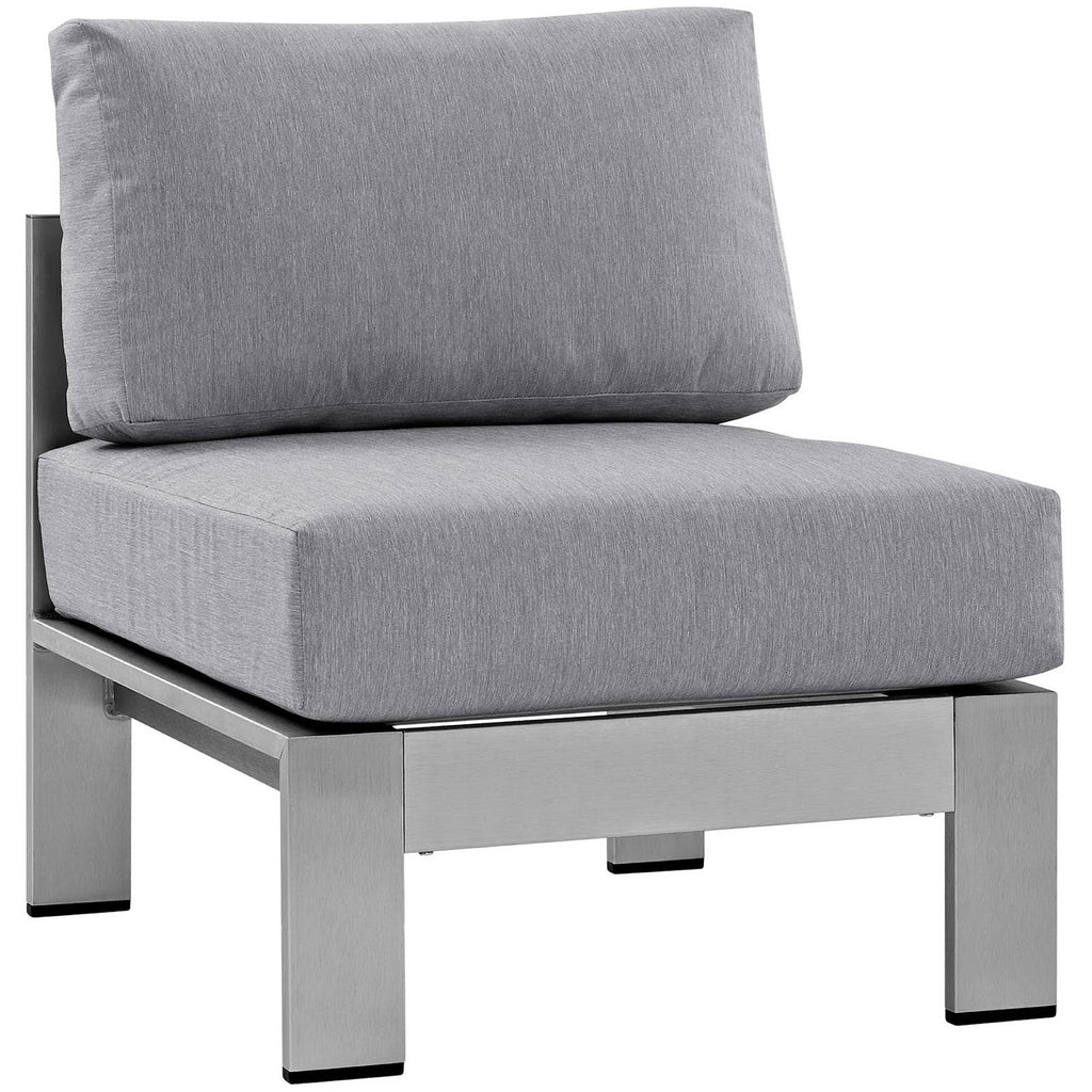 Shore 3 Piece Outdoor Patio Aluminum Sectional Sofa Set - Silver Gray