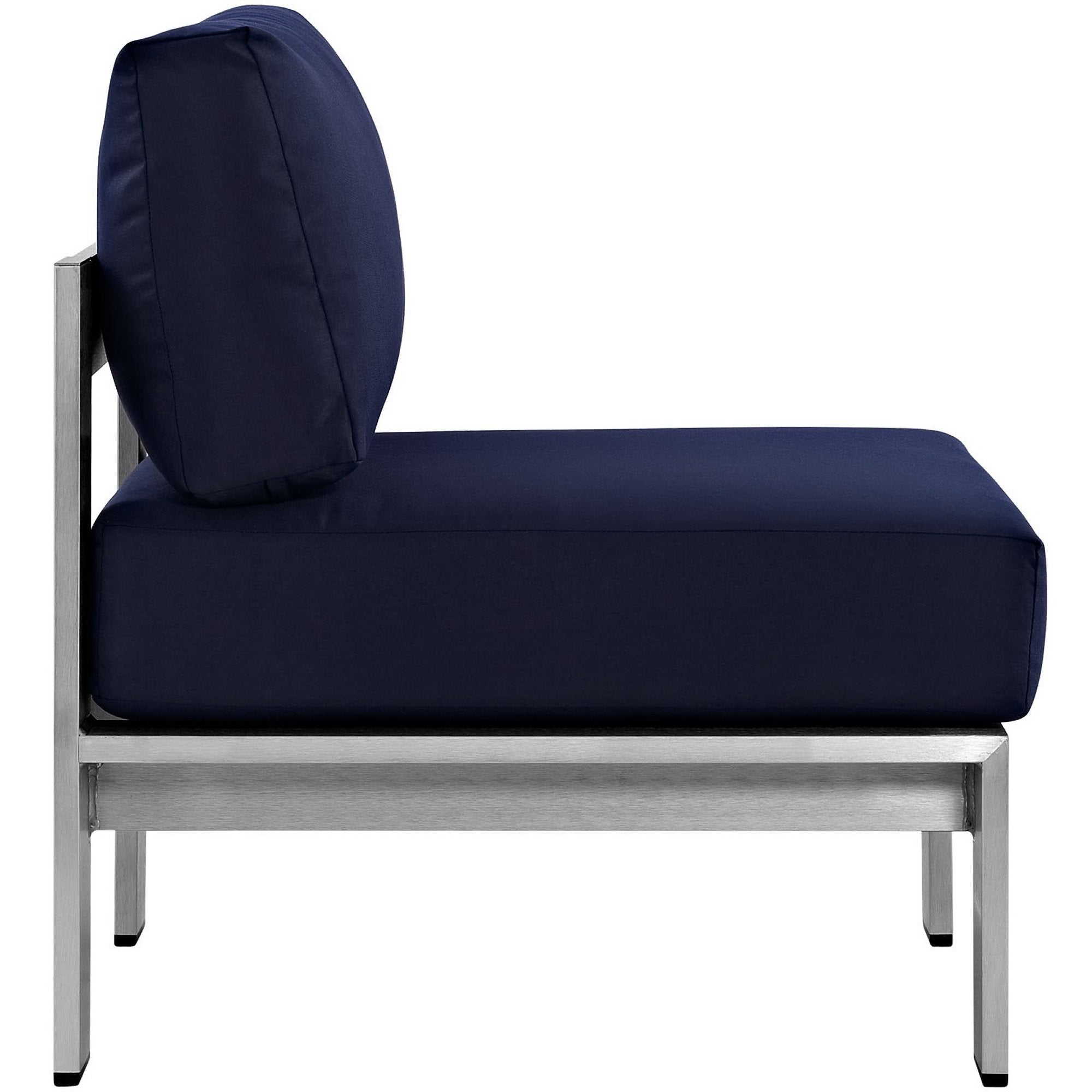 Shore 3 Piece Outdoor Patio Aluminum Sectional Sofa Set - Silver Navy