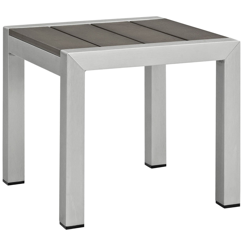 Shore 3 Piece Outdoor Patio Aluminum Set - Silver Gray (2 Armchairs, Side Table)