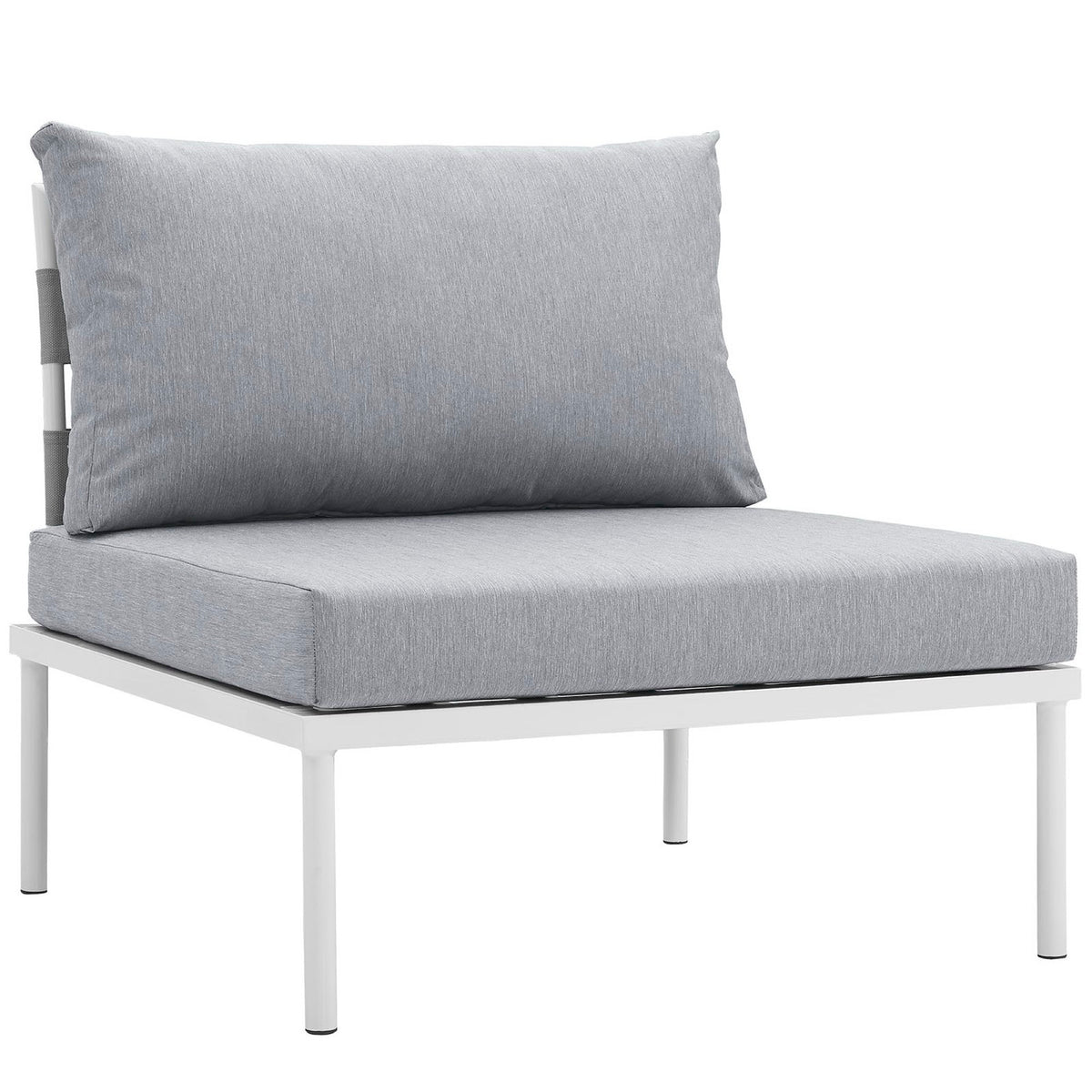 Harmony Armless Outdoor Patio Aluminum Chair - White Gray