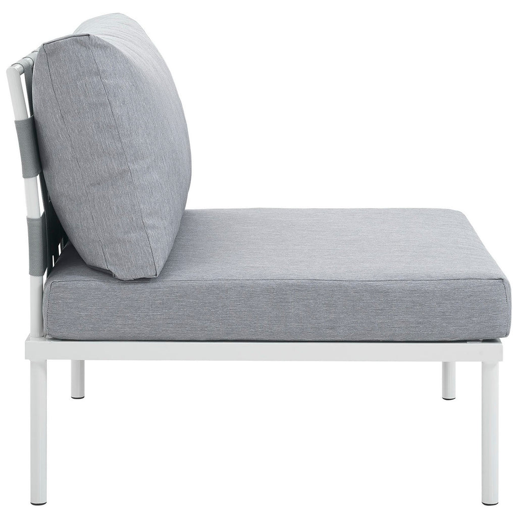 Harmony Armless Outdoor Patio Aluminum Chair - White Gray