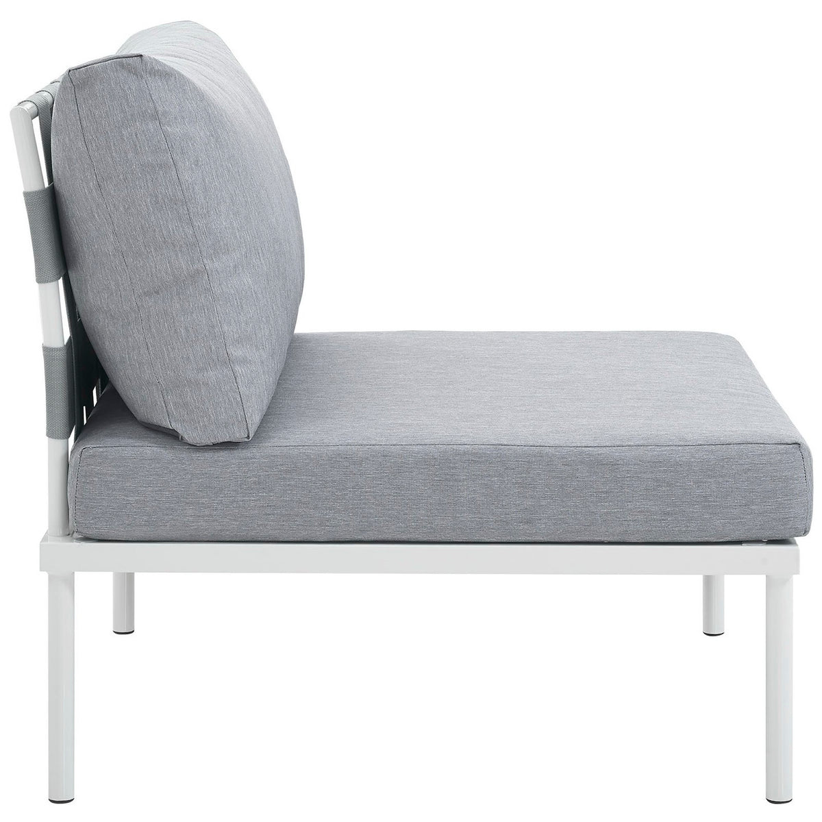 Harmony Armless Outdoor Patio Aluminum Chair - White Gray