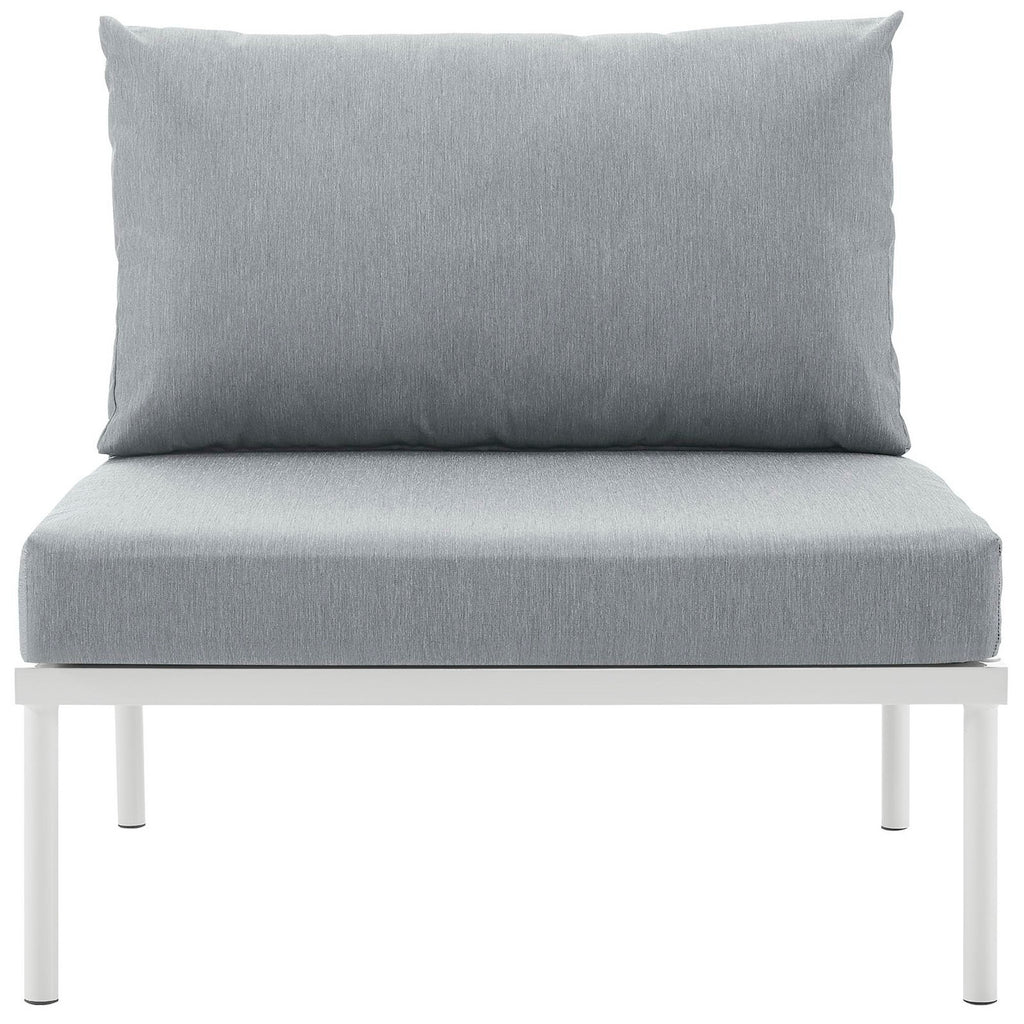 Harmony Armless Outdoor Patio Aluminum Chair - White Gray