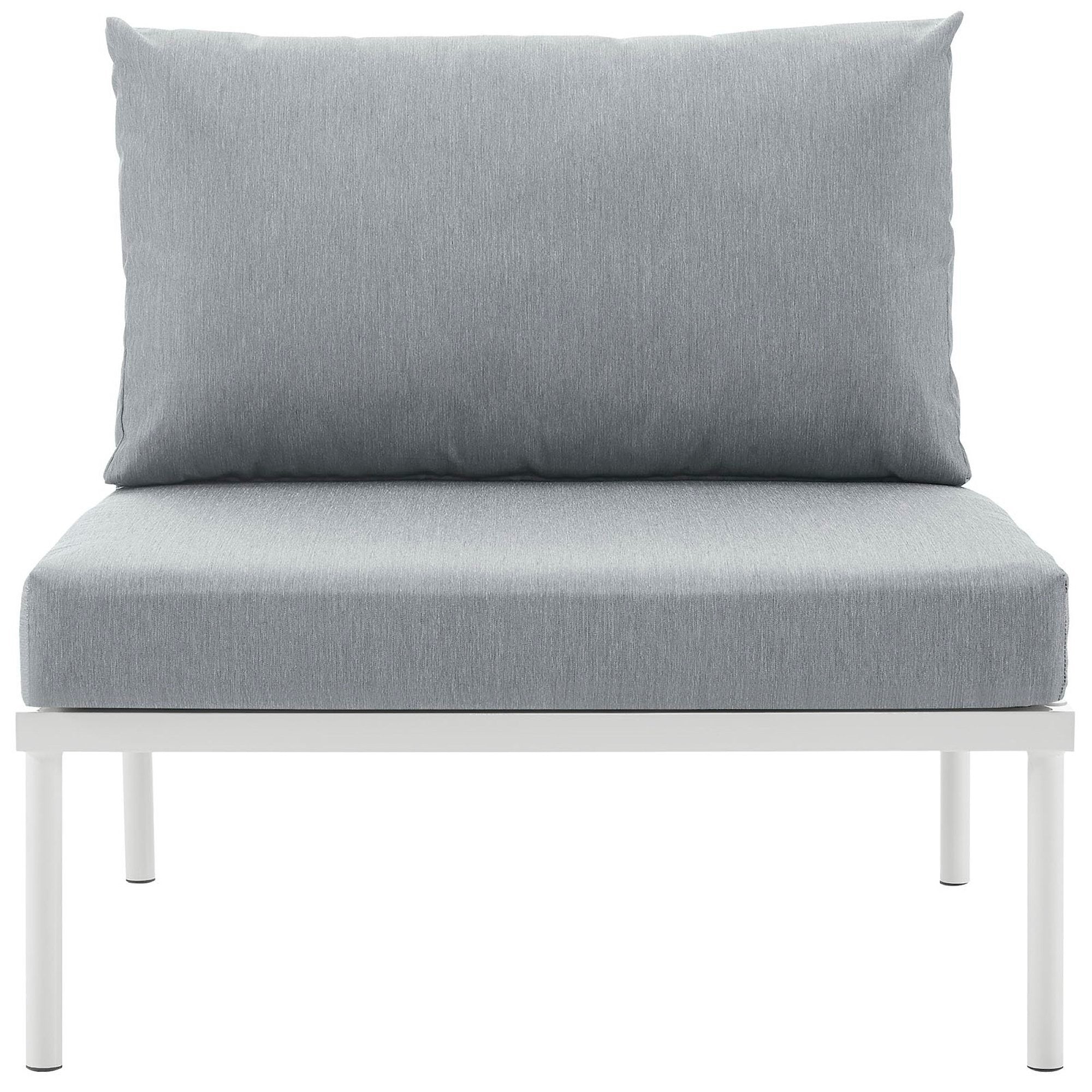 Harmony Armless Outdoor Patio Aluminum Chair - White Gray