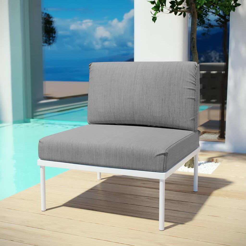 Harmony Armless Outdoor Patio Aluminum Chair - White Gray