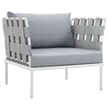 Harmony Outdoor Patio Aluminum Armchair - White Gray