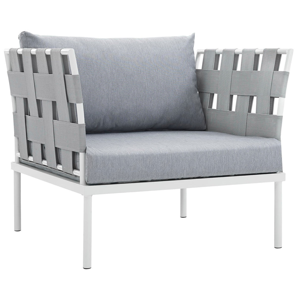 Harmony Outdoor Patio Aluminum Armchair - White Gray