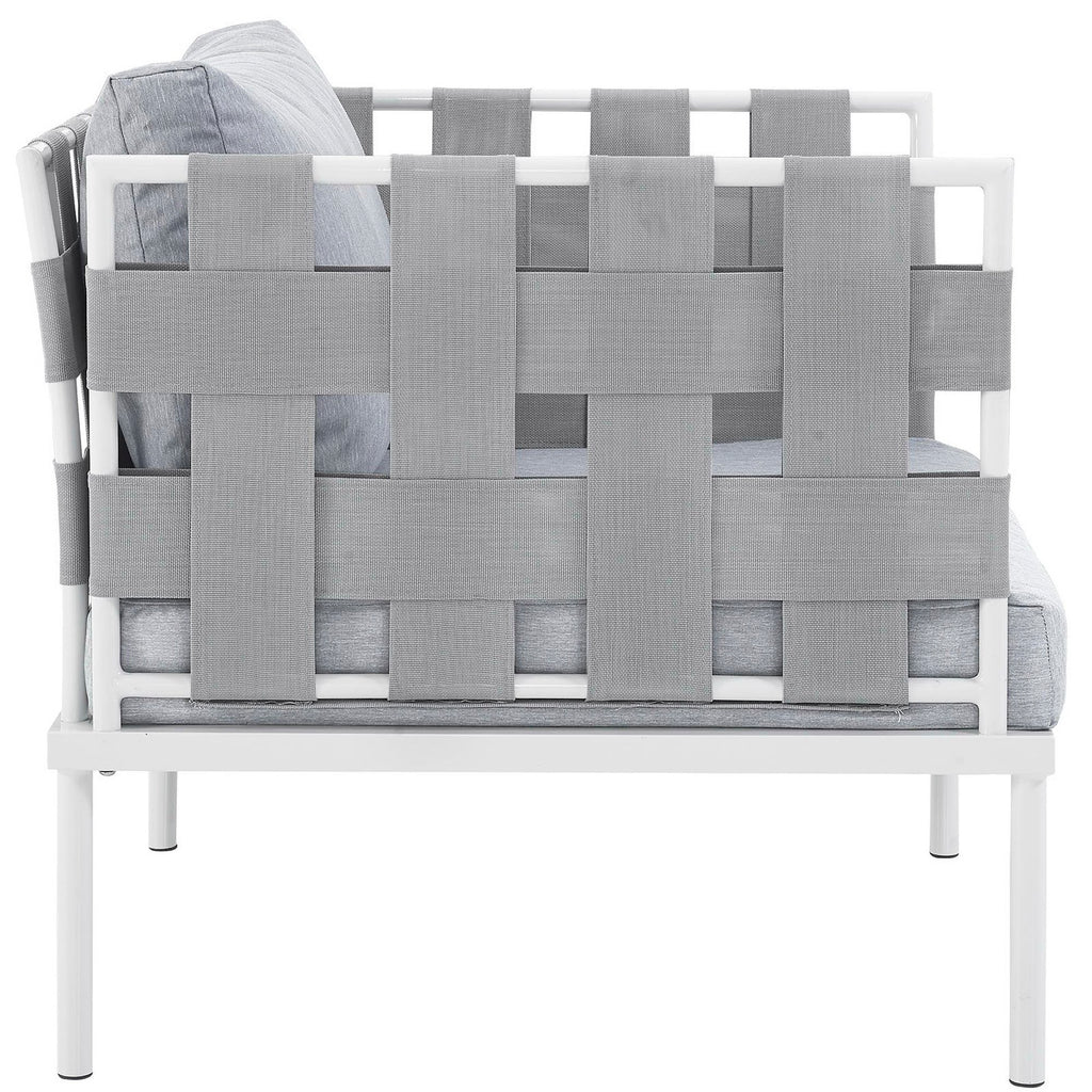 Harmony Outdoor Patio Aluminum Armchair - White Gray