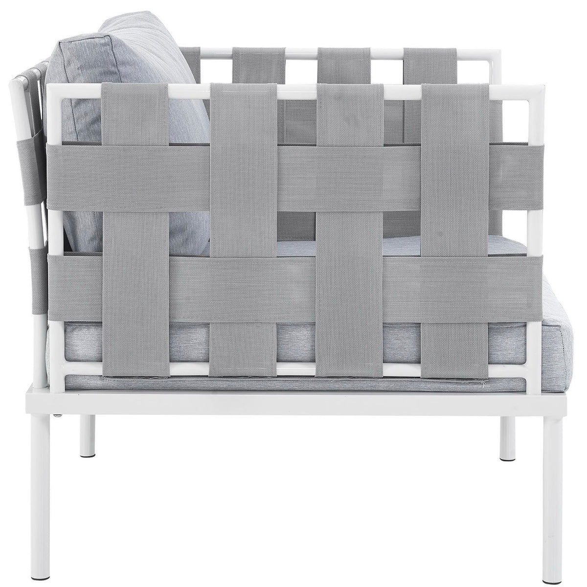 Harmony Outdoor Patio Aluminum Armchair - White Gray