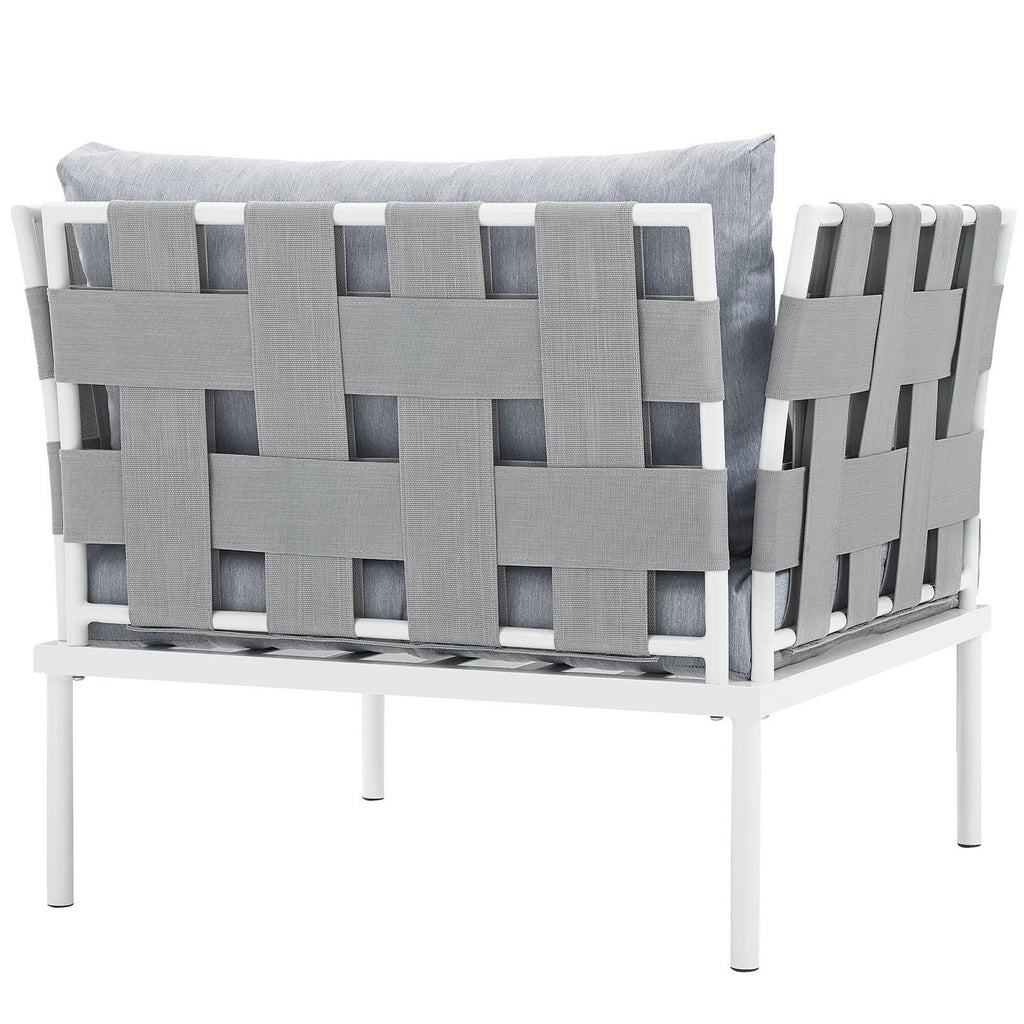 Harmony Outdoor Patio Aluminum Armchair - White Gray