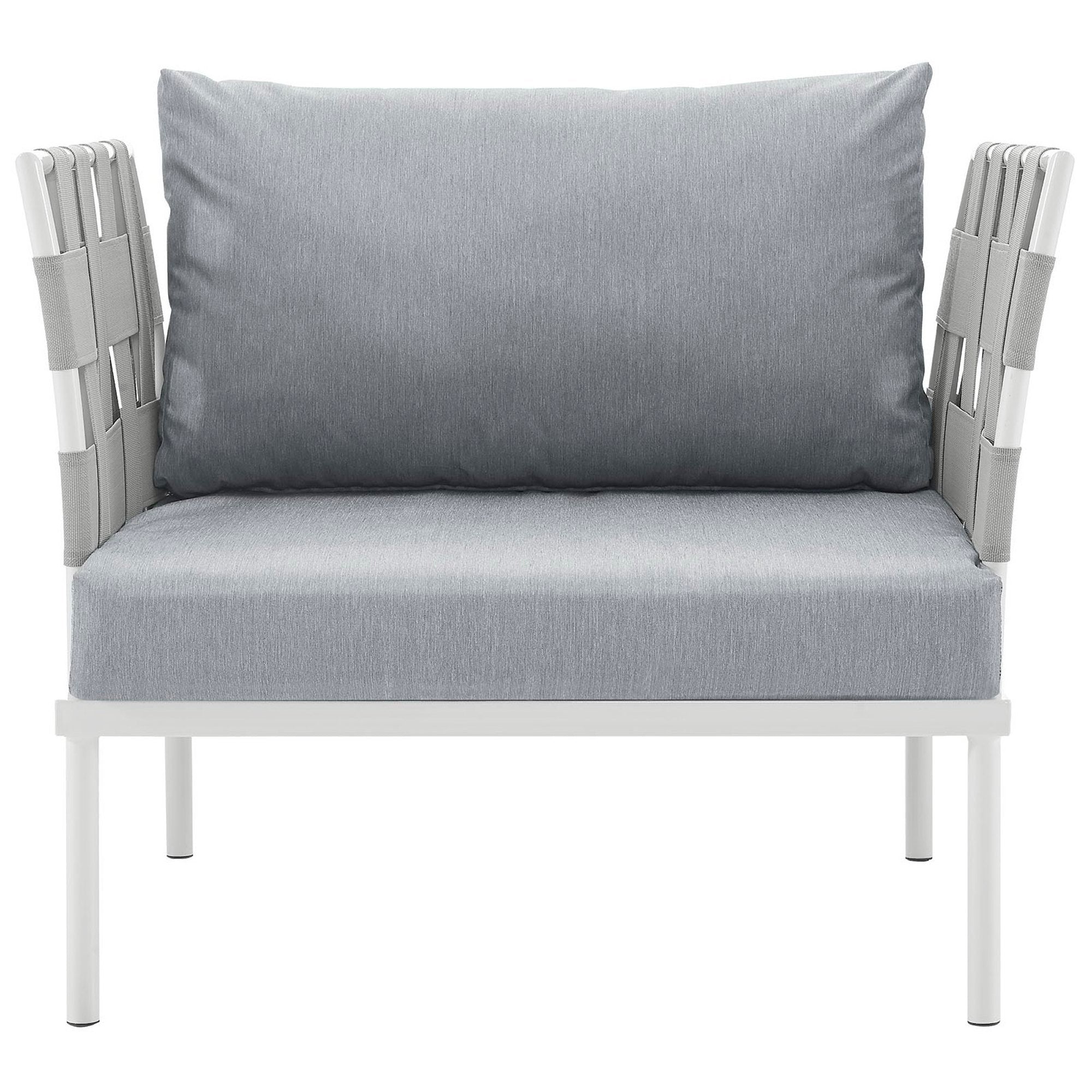 Harmony Outdoor Patio Aluminum Armchair - White Gray