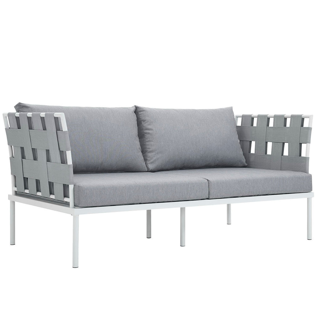 Harmony Outdoor Patio Aluminum Loveseat - White Gray