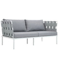 Harmony Outdoor Patio Aluminum Loveseat - White Gray