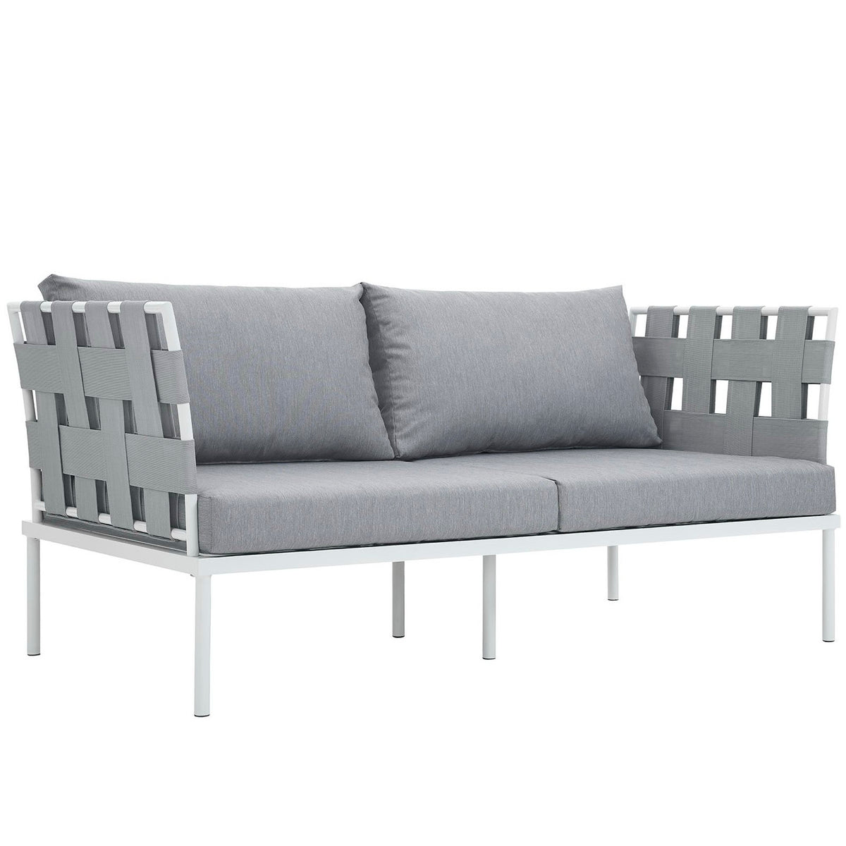 Harmony Outdoor Patio Aluminum Loveseat - White Gray