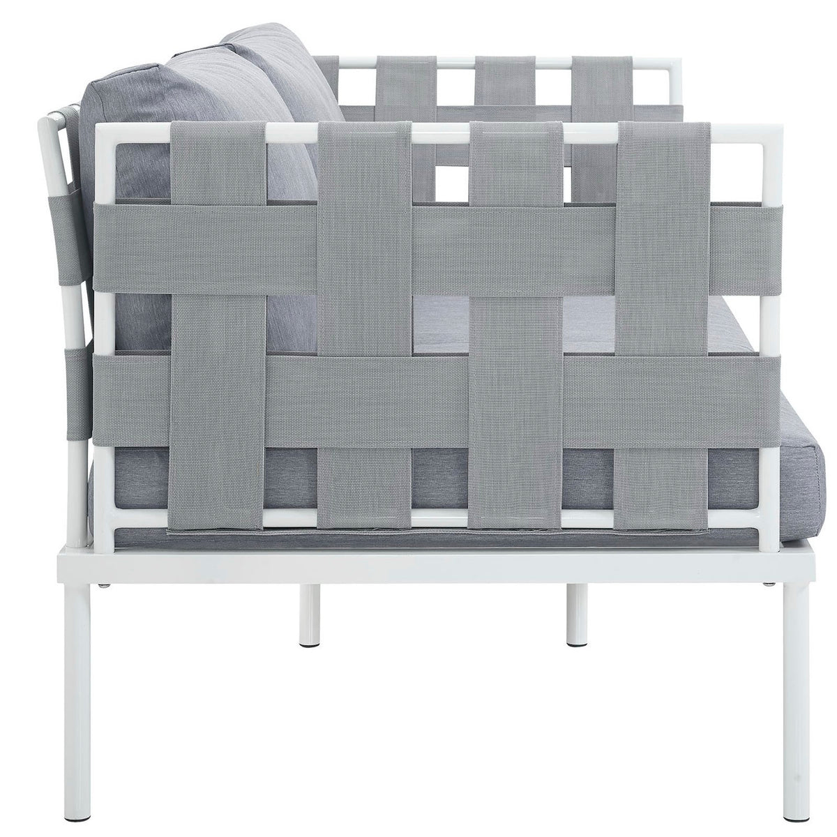 Harmony Outdoor Patio Aluminum Loveseat - White Gray