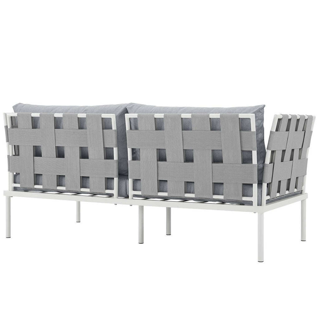 Harmony Outdoor Patio Aluminum Loveseat - White Gray