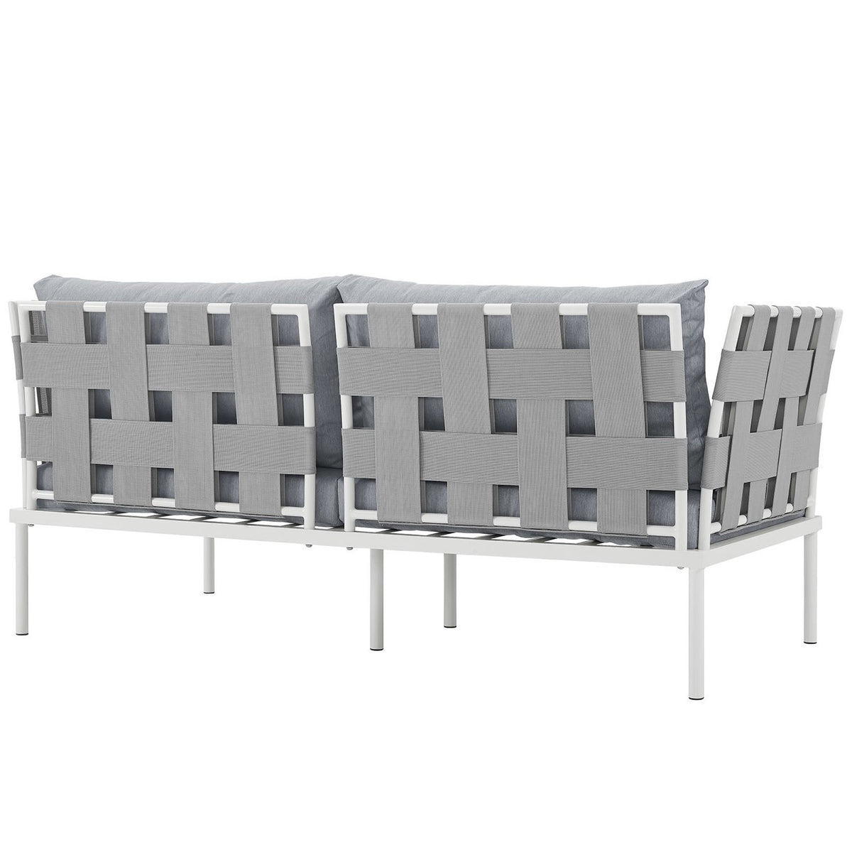 Harmony Outdoor Patio Aluminum Loveseat - White Gray