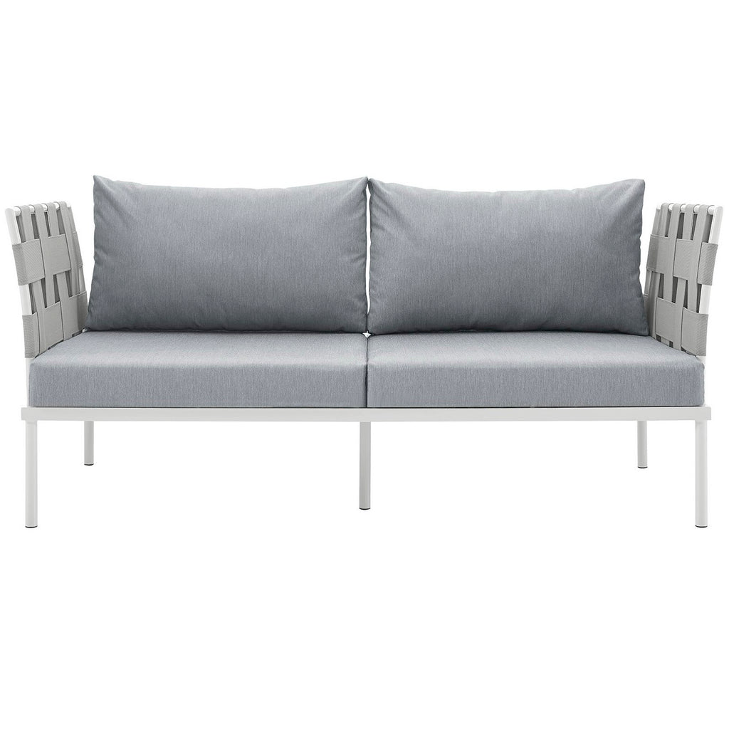 Harmony Outdoor Patio Aluminum Loveseat - White Gray